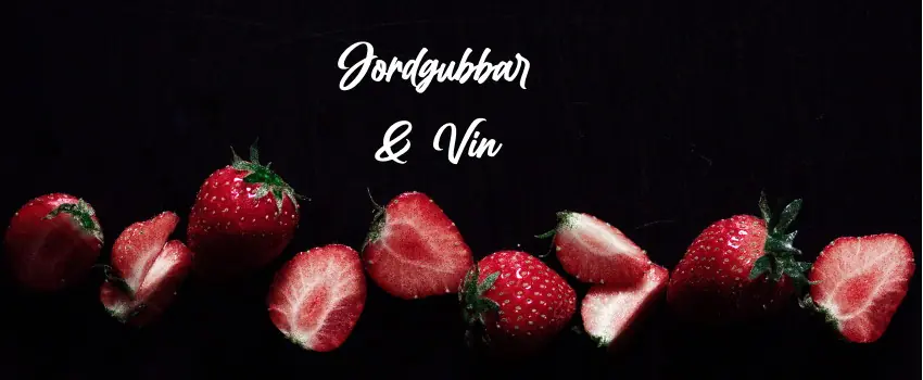 jordgubbar med vin - en rad med jordgubbar